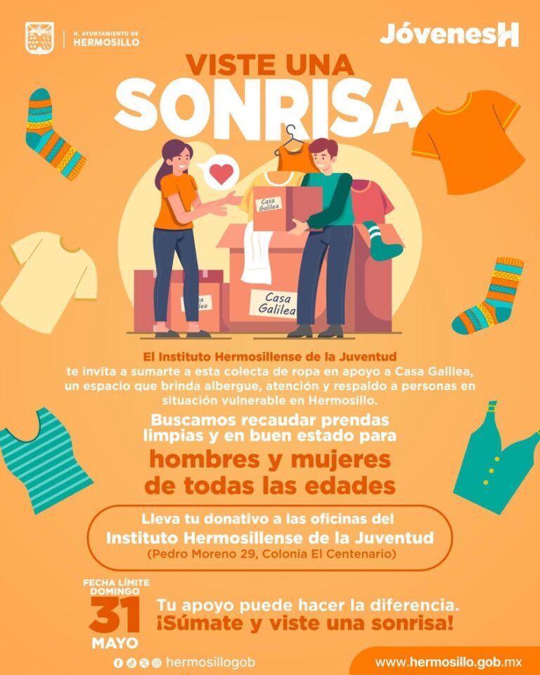 ✨ ¡Únete a la colecta solidaria “Viste una Sonrisa”! 👕👗 En el Instituto Hermosillense de la Juventud estará recolectan...