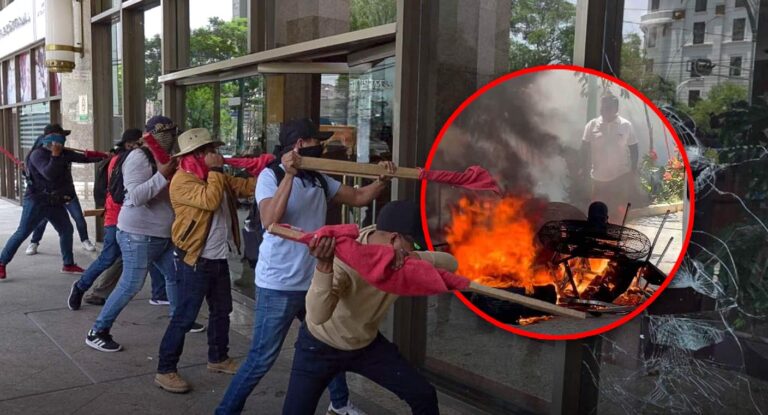 CNTE irrumpe oficinas de la SEP en CDMX tras bloqueos y actos vandálicos