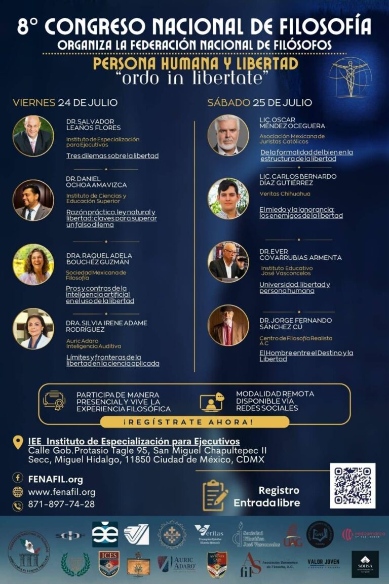 Filósofos mexicanos analizarán el futuro de la libertad humana en Congreso Nacional