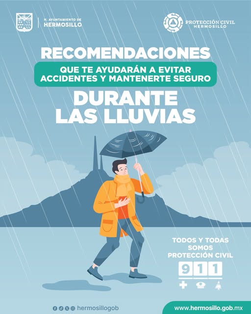 Protección Civil de Hermosillo emite recomendaciones para temporada de lluvias Protección Civil de Hermosillo emite recomendaciones para temporada de lluvias