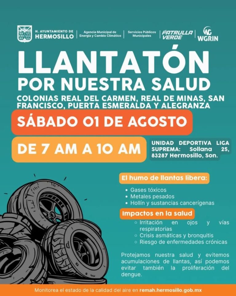 Llantatón en Hermosillo para prevenir enfermedades y contaminación ambiental