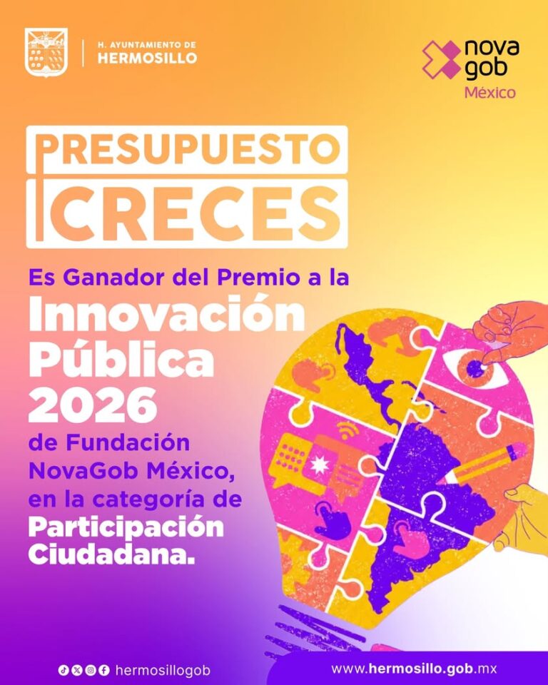 Presupuesto CRECES de Hermosillo recibe premio a la innovación pública