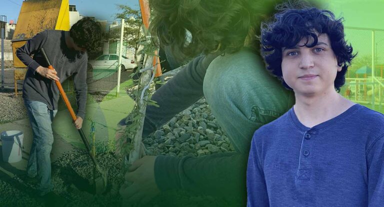 Joven de Hermosillo lidera reforestación para mitigar el calor en Las Lomas
