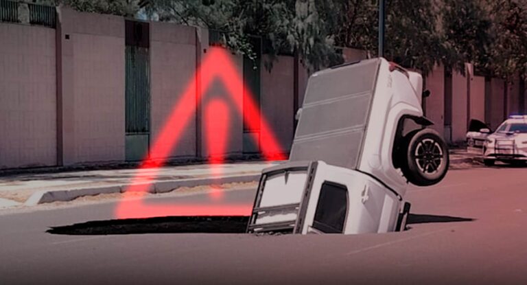 Autoridades revisarán bulevares de Hermosillo tras caída de pickup en socavón