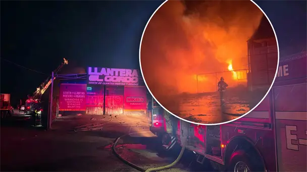 Incendio en llantera de Ciudad Obregón moviliza a Bomberos de Cajeme Incendio en llantera de Ciudad Obregón moviliza a Bomberos de Cajeme
