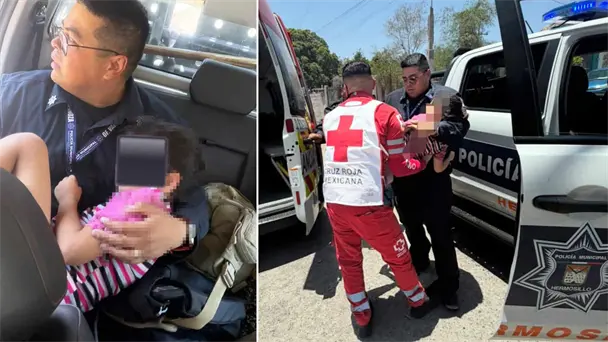 Policías de Hermosillo auxilian a niña tras picaduras de alacrán Policías de Hermosillo auxilian a niña tras picaduras de alacrán