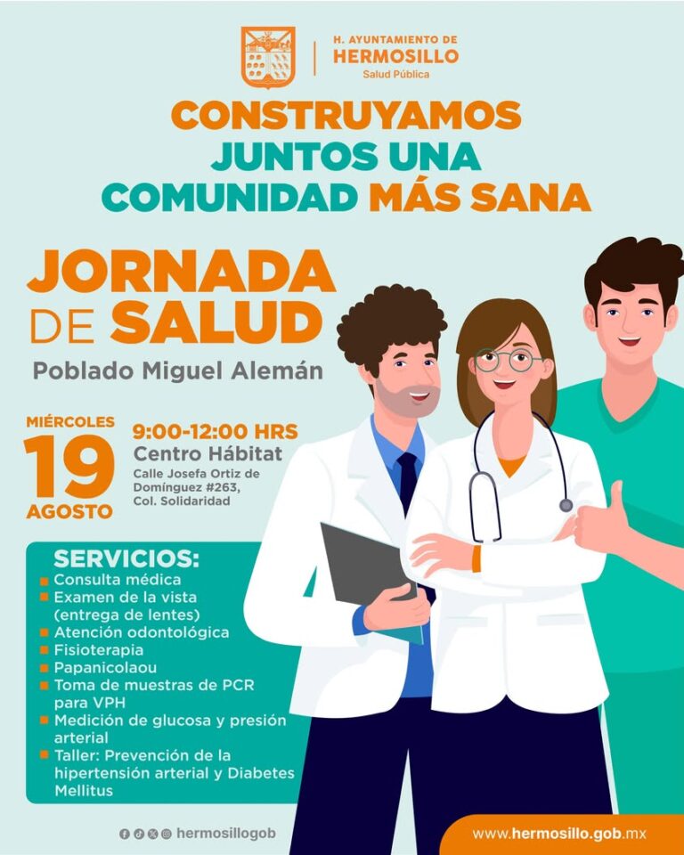 Jornada de Salud en Hermosillo ofrecerá servicios gratuitos el 19 de agosto Jornada de Salud en Hermosillo ofrecerá servicios gratuitos el 19 de agosto