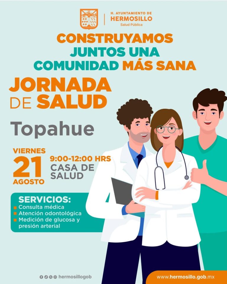 Gobierno de Hermosillo realizará Jornada de Salud el 21 de agosto