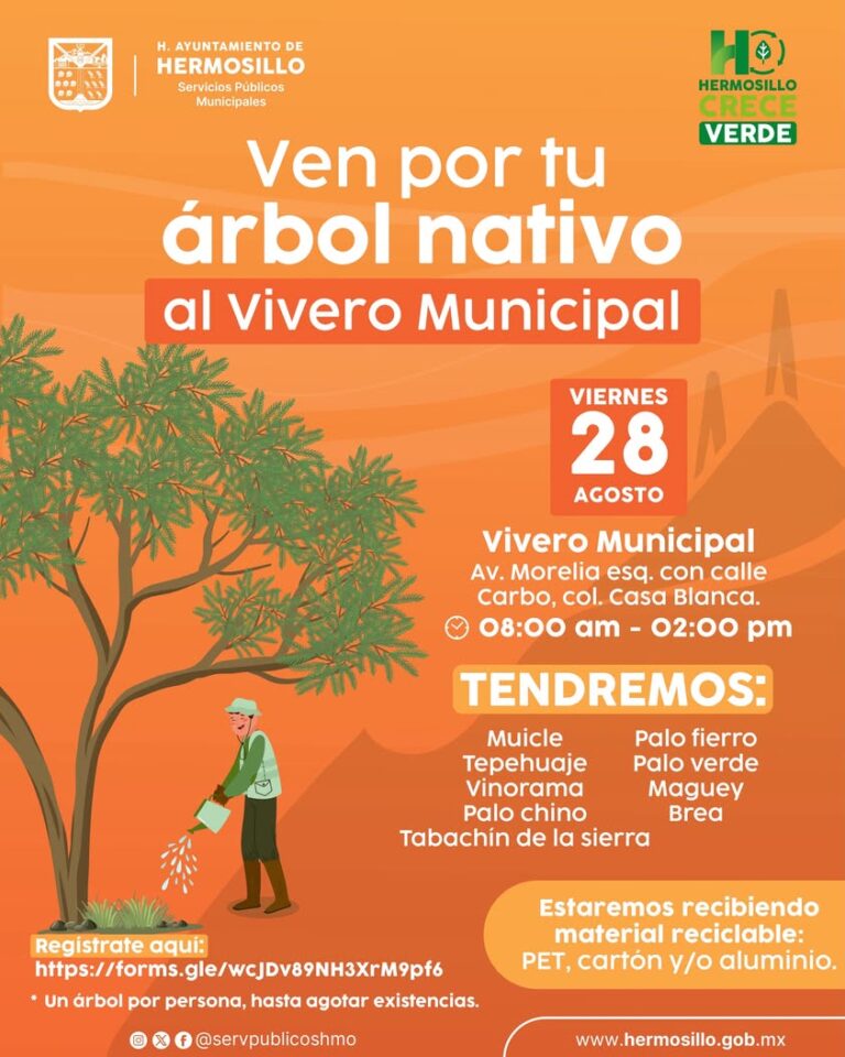 Vivero Municipal de Hermosillo dona árboles nativos el 28 de agosto Vivero Municipal de Hermosillo dona árboles nativos el 28 de agosto