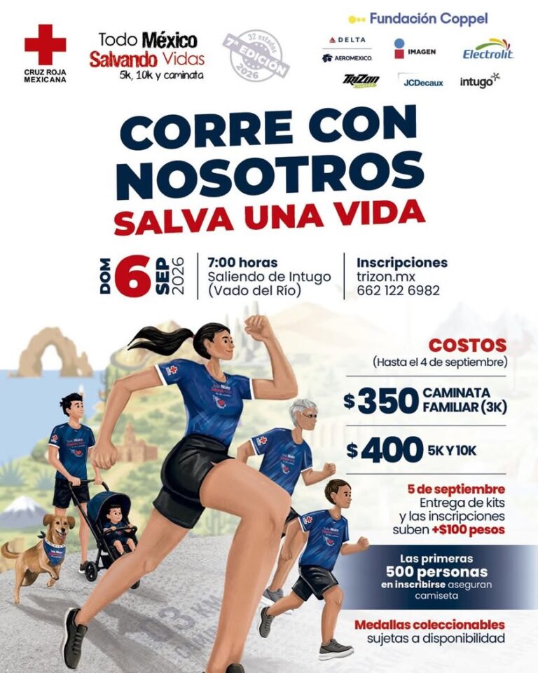 Cruz Roja Mexicana organiza carrera 5K y 10K en Hermosillo el 6 de septiembre