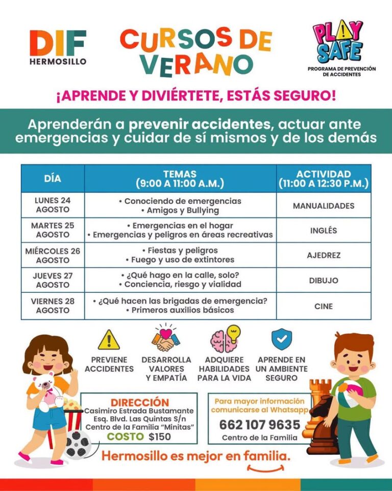 DIF Hermosillo ofrece cursos de verano para niñas y niños en agosto DIF Hermosillo ofrece cursos de verano para niñas y niños en agosto