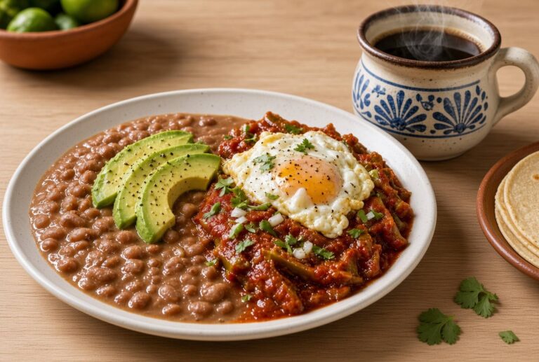 Desayuno tradicional sonorense: nopales con chile colorado y huevo Desayuno tradicional sonorense: nopales con chile colorado y huevo