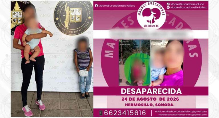 Localizan con vida a mujer y sus hijos desaparecidos en Hermosillo