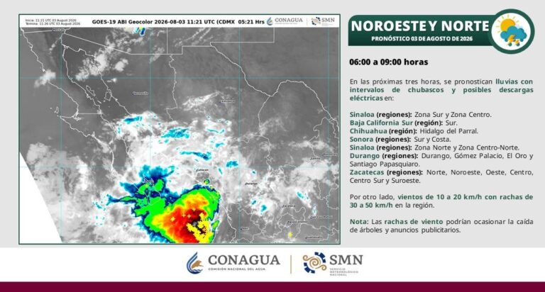 Monzón Mexicano provoca lluvias fuertes en Sonora al inicio de la semana