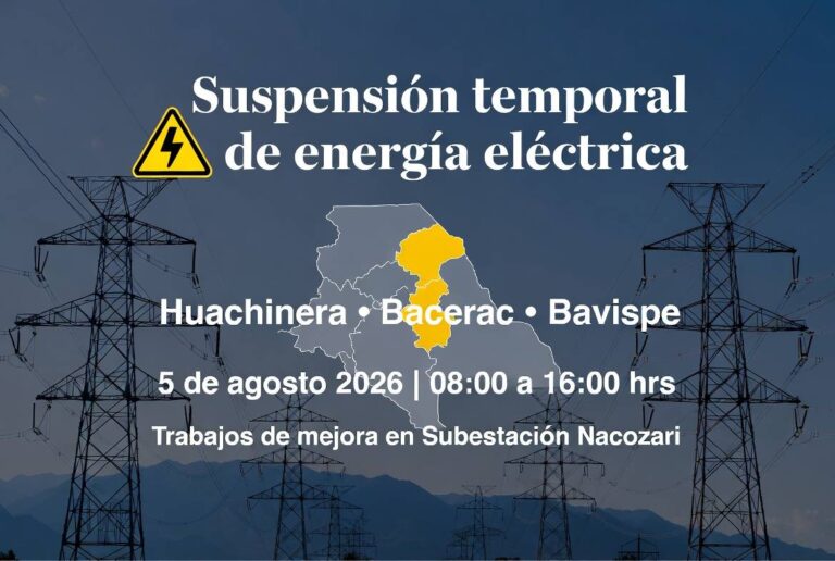 CFE anuncia suspensión de energía eléctrica en la sierra de Sonora el 5 de agosto