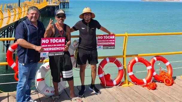 Instalan seis aros salvavidas en muelle de Bahía de Kino para reforzar seguridad acuática Instalan seis aros salvavidas en muelle de Bahía de Kino para reforzar seguridad acuática