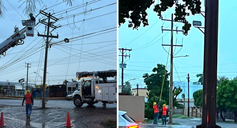 CFE restablece electricidad al 62.1% de usuarios afectados en Cajeme tras tormenta
