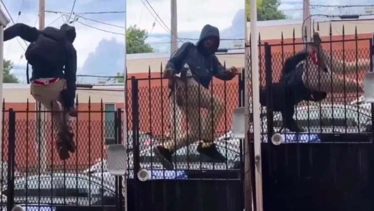 Ladrón queda colgado de una reja al intentar escapar en Baltimore