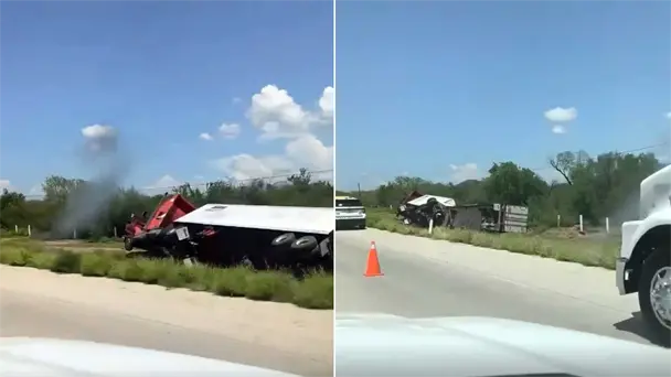 Volcadura de tráiler en carretera Hermosillo-Guaymas genera movilización Volcadura de tráiler en carretera Hermosillo-Guaymas genera movilización