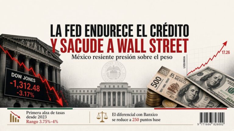 Fed eleva tasa de interés y presiona al peso mexicano y Wall Street