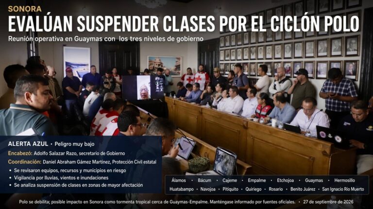 Autoridades de Sonora revisan posible suspensión de clases por ciclón Polo