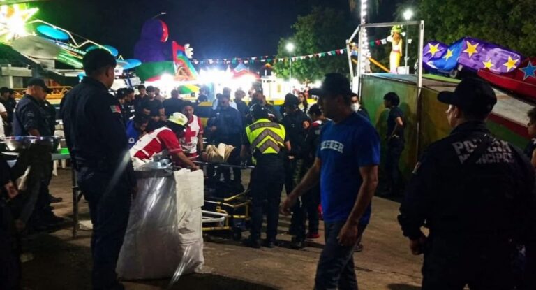 Mujer lesionada tras falla en juego mecánico durante fiestas patrias en Huatabampo
