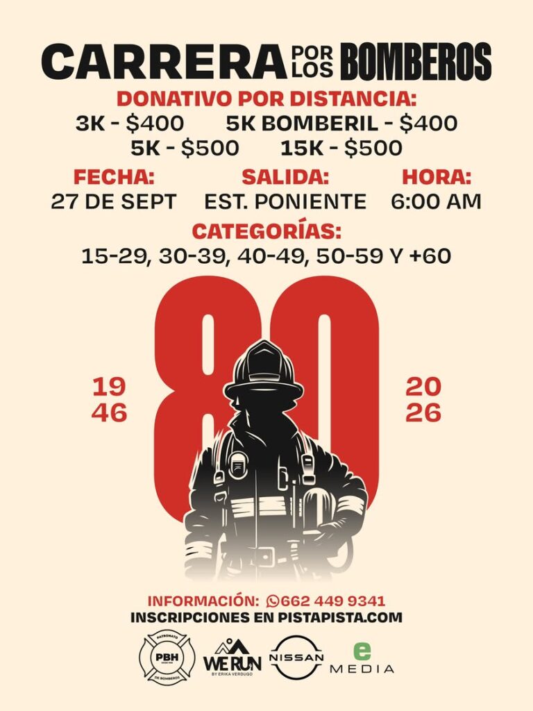 Carrera deportiva en Hermosillo apoyará a los bomberos el 27 de septiembre Carrera deportiva en Hermosillo apoyará a los bomberos el 27 de septiembre