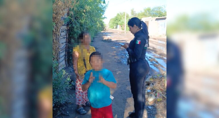 Policía Municipal localiza a niño extraviado en tortillería de Miguel Alemán