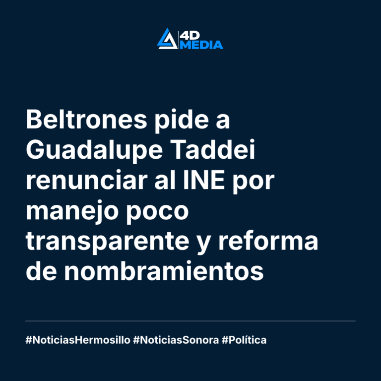 Beltrones pide a Guadalupe Taddei renunciar al INE por manejo poco transparente y reforma de nombramientos