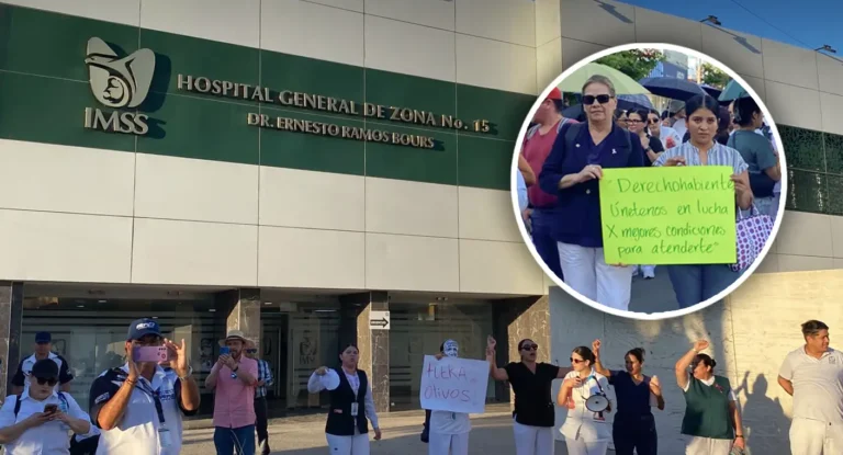 Trabajadores del IMSS se manifiestan por segundo día en Hermosillo para exigir mejoras salariales