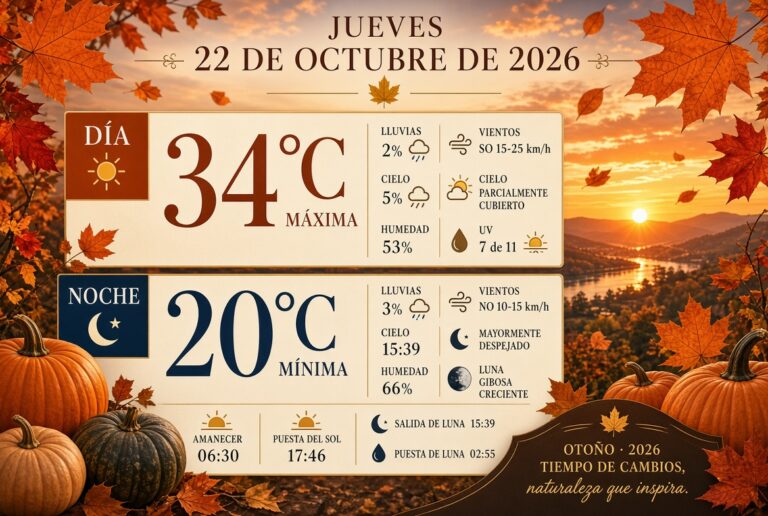 Pronostican máxima de 34°C y posible frente frío en Sonora este 22 de octubre de 2026