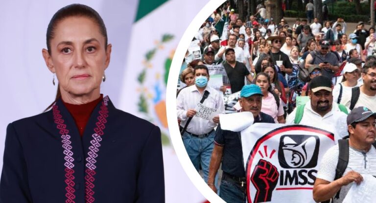 Sheinbaum promete atender carencias del IMSS tras marcha de trabajadores