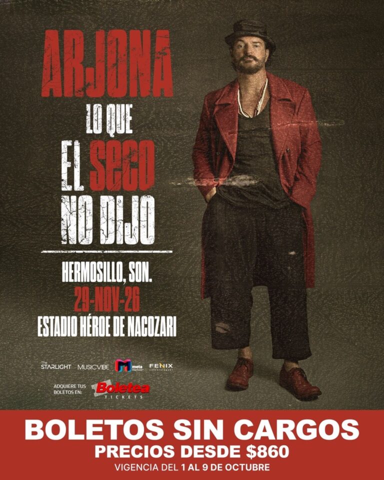 Ricardo Arjona se presentará en Hermosillo el 29 de noviembre