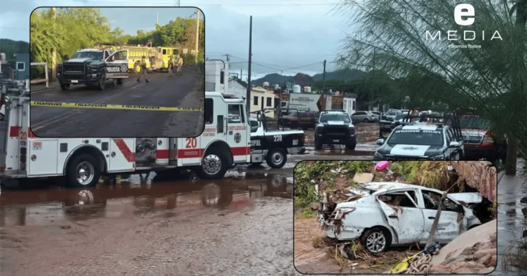 Dos personas mueren y se reportan graves daños tras lluvias intensas en Guaymas y Empalme
