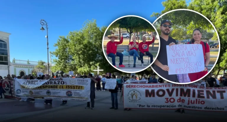 Trabajadores de la salud marchan en Hermosillo para exigir basificación y nuevo hospital ISSSTE