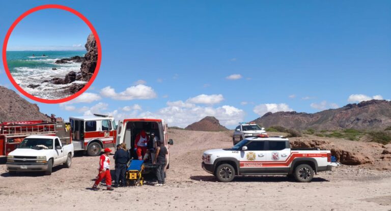 Rescatan a dos pescadores deportivos atrapados por la marea en Bahía de Kino