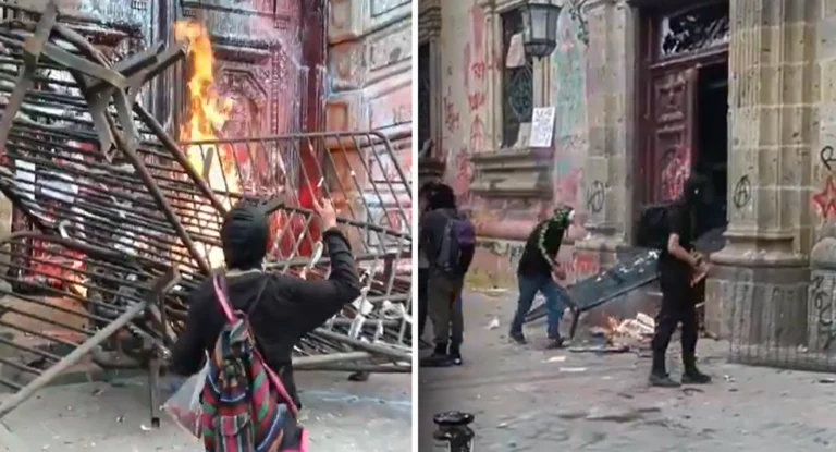 Encapuchados atacan Palacio de Gobierno de Jalisco y provocan incendio durante disturbios en Guadalajara