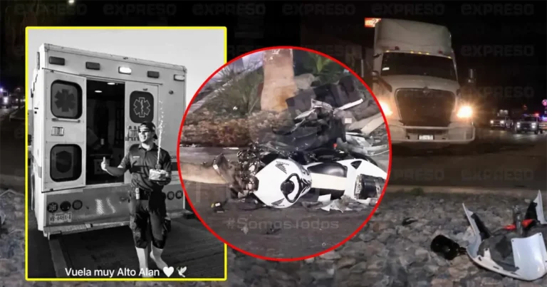 Muere joven paramédico del CRUM tras choque entre motocicleta y tractocamión en Hermosillo